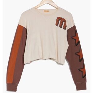 Mother The Dugout Long Sleeve Cotton & Recycled Cotton Crop Top